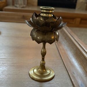 Elegant Brass Lotus Candle Holder